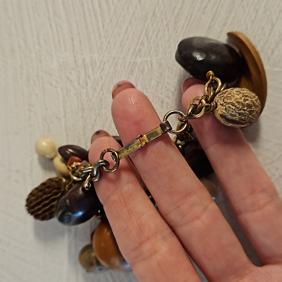 2  loaded charm bracelets vintage and new nature themed hearts earth tones - Picture 3 of 8